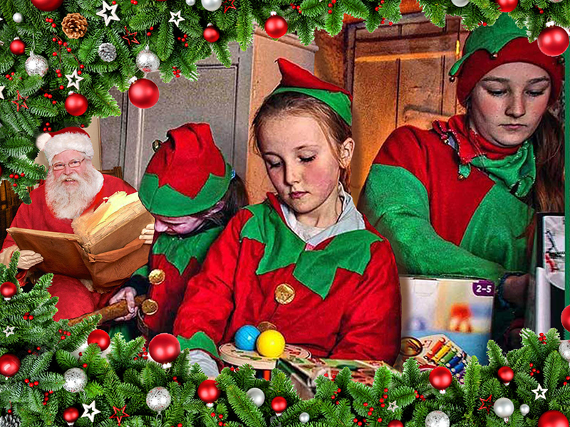 Elves busy working in their workshop